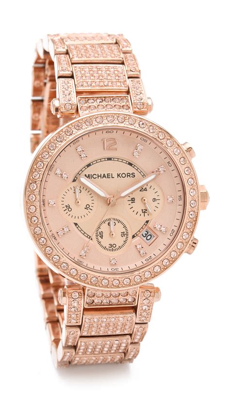 michael kors parker rose glitz chronograph ladies watch|Michael Kors parker chronograph.